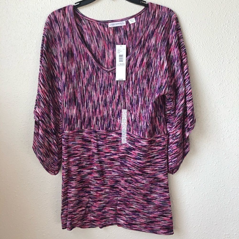 NWT Passports V Neck Sweater Top Size M